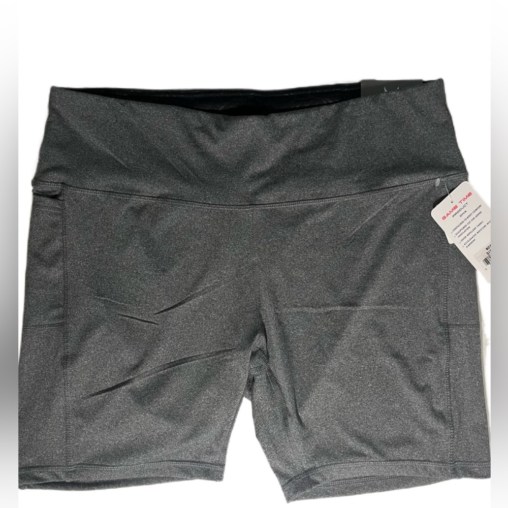 Game Time Gray Bike Exercise Shorts Women’s Size 3X High Waist Contoured NWT